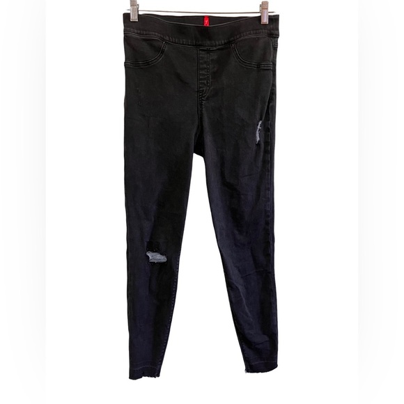 Spanx Jean-ish Black Distressed Ankle Pants Leggings - Picture 1 of 7